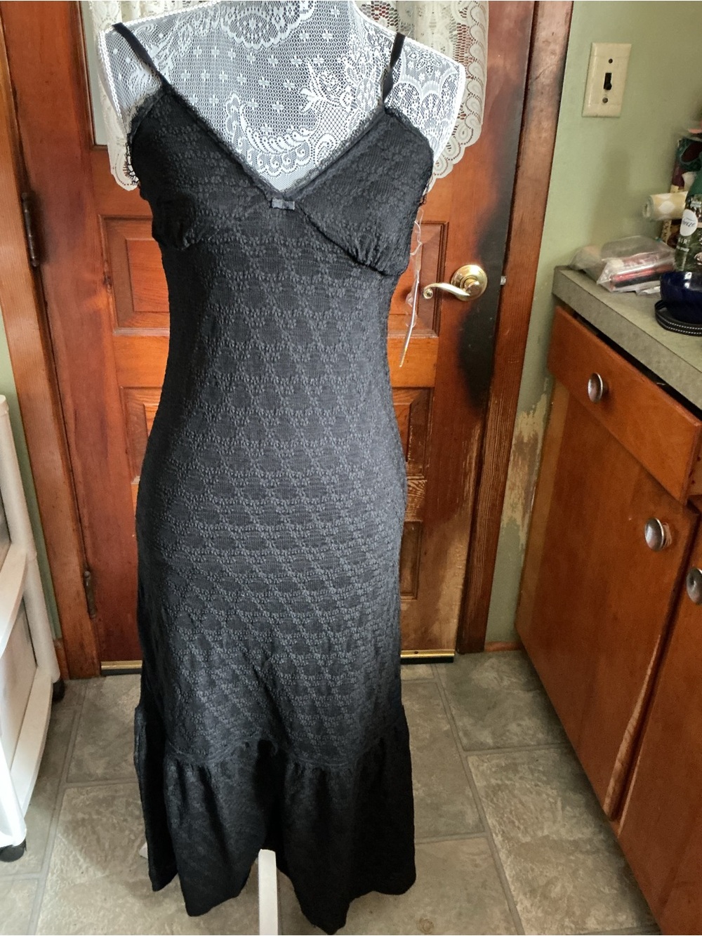 No Boundaries Black Lace Maxi Slip Dress